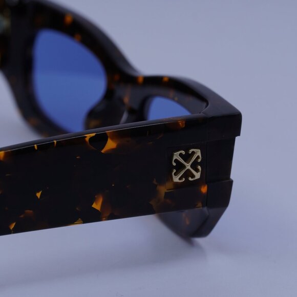 Off-White OERI147 BELLEVILLE 6045 Sunglasses Havana Cat Eye Frame, Blue Lenses - Picture 9 of 10